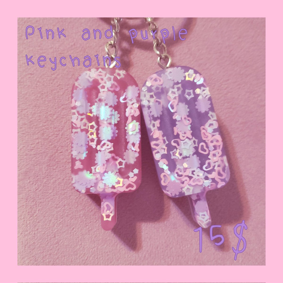PinkfulCrafts's tweet photo. Pink and purple shape glitter Keychains 15$ charms added will be 1$ 

Dm if interested 💕💕

#artistsontwitter #resin  #epoxy #epoxyart #keychains #resinart https://t.co/lbR1Vvno49