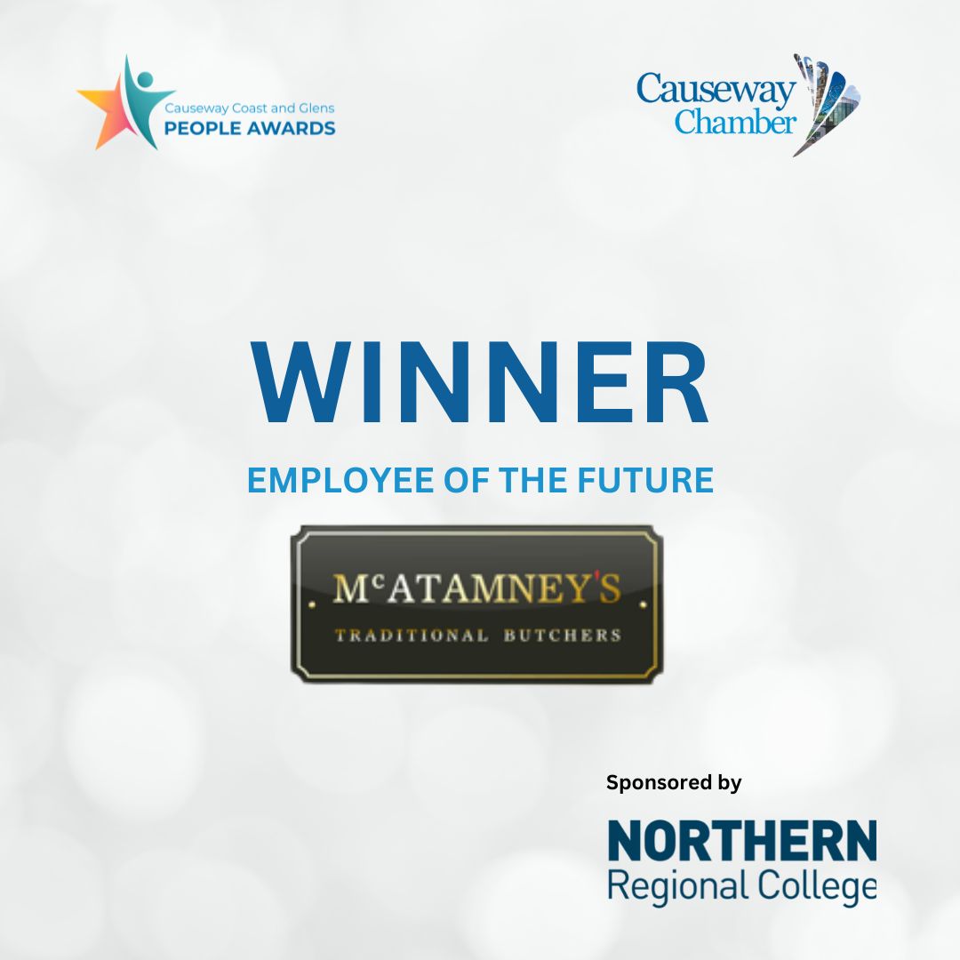 A big round of applause for McAtamney’s Traditional Butcher who have been crowned Employer for the future in this years People Awards. 

A big thank you to our sponsor for this award Northern Regional College.

#CausewayPeopleAwards22 #NorthernIreland #OurPeople