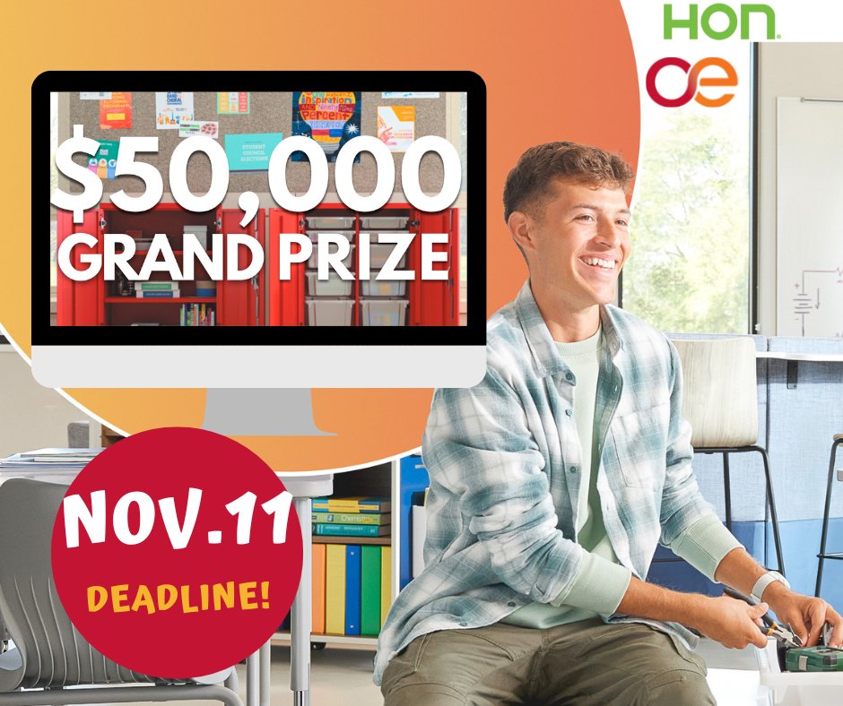 OE_Rethink's tweet photo. @BaylessSchools SPREAD THE WORD - LAST CHANCE TO ENTER - Deadline NOV. 11! Snap ten pictures of your current classroom or film a video to enter for a chance to win the $50,000 MAKEOVER MY CLASSROOM CONTEST! ENTER HERE: https://t.co/U1AkQgdWu3 https://t.co/ddJmcRkOMG