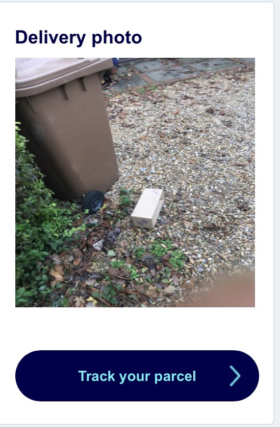 So this is “successfully delivered” is it, #evri ? Basically tossed over the gate by the bin. The package is now lost. It was a present for my son. You are USELESS. If I ever see a package is being delivered by you I will cancel it.