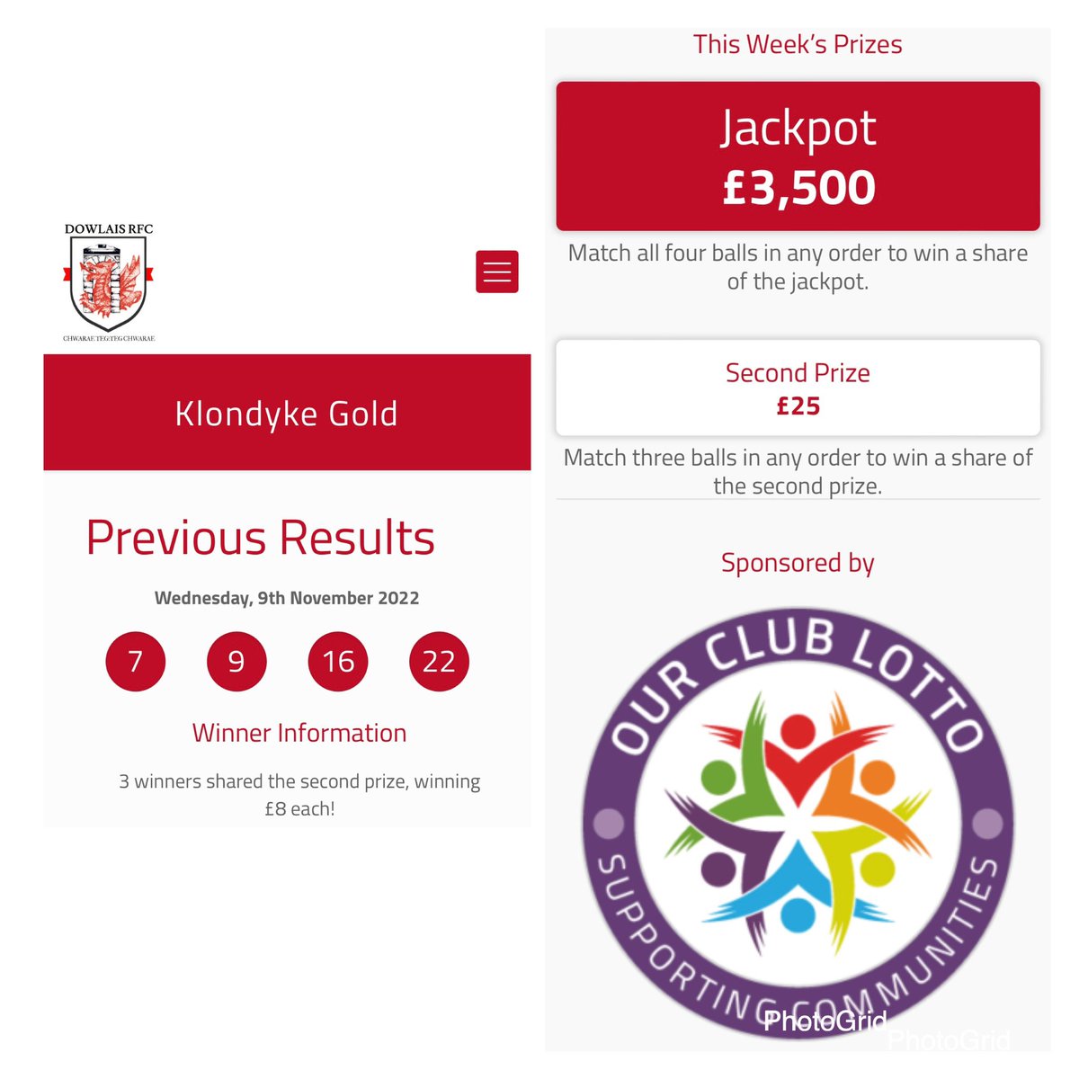 This weeks Lottery news…..3 Lucky winners share £25 second prize 🙈which means only one thing…..Our whopping jackpot is still up for grabs and now stands at £3500 ⚫️🔴⚪️

Enter by clicking the link below 

ourclublotto.co.uk/play/dowlaisrf…