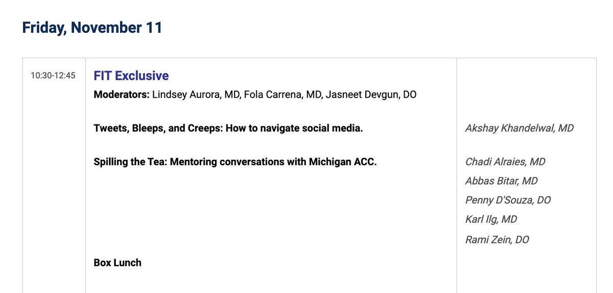 Join us tomorrow morning <a href="/MichiganACC/">Michigan Chapter ACC</a> for an excellent session on career and mentorship Friday 10:30 AM <a href="/MartyTamMD/">Marty Tam</a> <a href="/kananth12/">Karthik Ananth</a> <a href="/waynecardio/">Wayne State University Cardiology Fellows</a> <a href="/BeaumontCards/">William Beaumont Hospital - Cardiology Fellowship</a> <a href="/HFHCardioFellow/">Henry Ford Hospital Cardiology Fellowship</a> <a href="/APH_CV_Fellows/">Ascension Providence Cardiovascular Fellows</a> <a href="/RashidAlhusain/">Rashid Alhusain</a> <a href="/AdnanHalboni/">Adnan.Halboni</a> <a href="/RajendraPShahMD/">Rajendra P Shah 🫀</a> <a href="/NPatelMD/">Neel Patel, MD</a> <a href="/AnoopTitus/">Anoop Titus MD</a> <a href="/DryasarsattarMD/">Yasar sattar MD MS</a> <a href="/1Heba/">Heba Osman, DO</a>