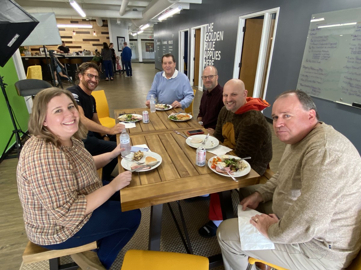 TRG_Marketing's tweet photo. The early bird gets the...#thanksgiving dinner. Here's a look at our annual holiday luncheon with the entire team in town. Great to see former #colleagues and those who work #remotely. (Yes, that's @Shefky in a #turkey costume.) https://t.co/hiSemvqy8w