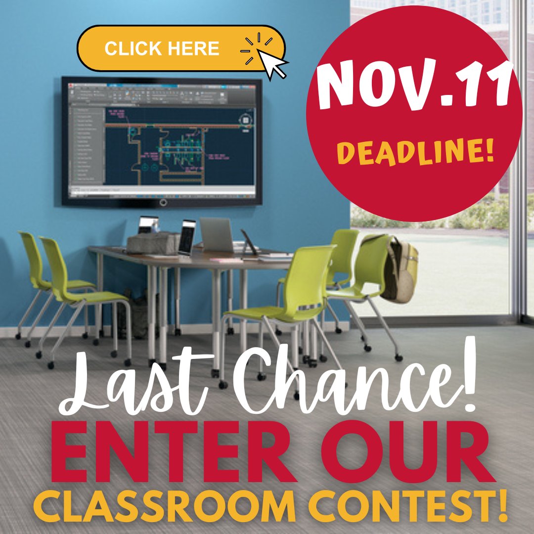 OE_Rethink's tweet photo. @SLPS_INFO SPREAD THE WORD - LAST CHANCE TO ENTER - Deadline NOV. 11! Snap ten pictures of your current classroom or film a video to enter for a chance to win the $50,000 MAKEOVER MY CLASSROOM CONTEST! ENTER HERE: https://t.co/U1AkQgdWu3 https://t.co/lBwNLtNO5b