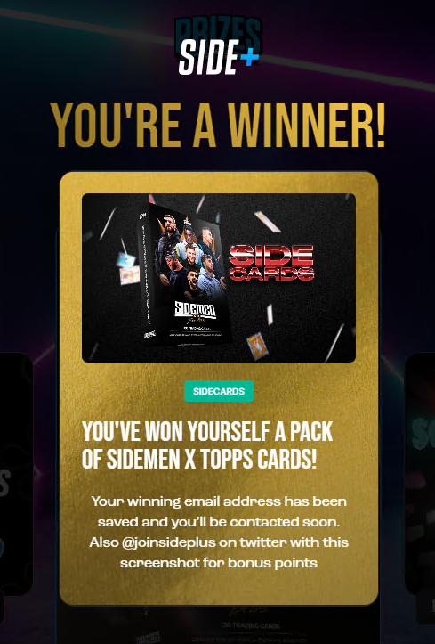 Elixir_Vitality's tweet photo. @joinsideplus A free set of side cards, im gassed!!! https://t.co/x5QIsBwDty