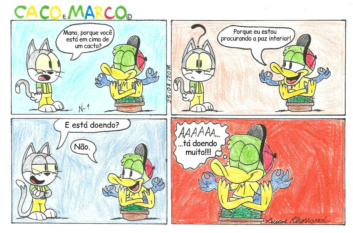 LRhossard's tweet photo. Mais uma tirinha, feita com base em outra tira que eu fiz para a aula de inglês em 2018
#quadrinho #tirinha #comic #hq #comictrip #cacoemarco #cat #gato #duck #pato #cartoon #cacto https://t.co/KyEIxP36ob