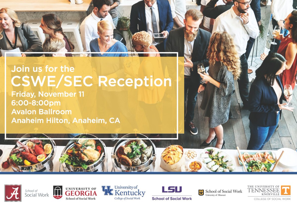 Join <a href="/LSUSSW/">LSU SSW</a> for the CSWE/SEC Reception at the 2022 <a href="/CSocialWorkEd/">CSWE</a> Annual Program Meeting in Anaheim, CA. See the flyer below for additional details.

Friday, November 11, 2022
6:00 pm to 8:00 pm
Avalon Ballroom
Anaheim Hilton, Anaheim, CA