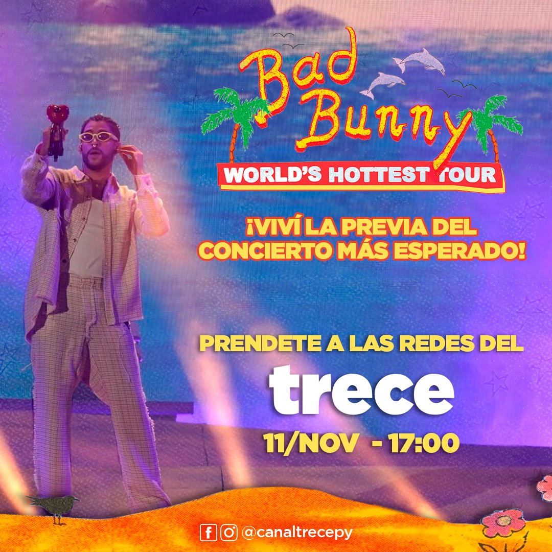 TRECE (@trecepy) on Twitter photo 🤩Viví una tarde increíble en la mejor previa del concierto más esperado del año💥¡Bad Bunny!🐰
De la mano de este cuartero divertido🥳💘
⚡️<a href="/MariliaQuevedo/">Marilia ♡</a>
⚡️<a href="/rrivas_belen/">Belén Rivas</a>
⚡️<a href="/danypereiram/">Dany Pereira</a>
⚡️@ar1elito
SUMATE a las redes del #Trece desde las 17:00⏰
#Trece📺#SiempreConectados 🤩Viví una tarde increíble en la mejor previa del concierto más esperado del año💥¡Bad Bunny!🐰
De la mano de este cuartero divertido🥳💘
⚡️<a href="/MariliaQuevedo/">Marilia ♡</a>
⚡️<a href="/rrivas_belen/">Belén Rivas</a>
⚡️<a href="/danypereiram/">Dany Pereira</a>
⚡️@ar1elito
SUMATE a las redes del #Trece desde las 17:00⏰
#Trece📺#SiempreConectados