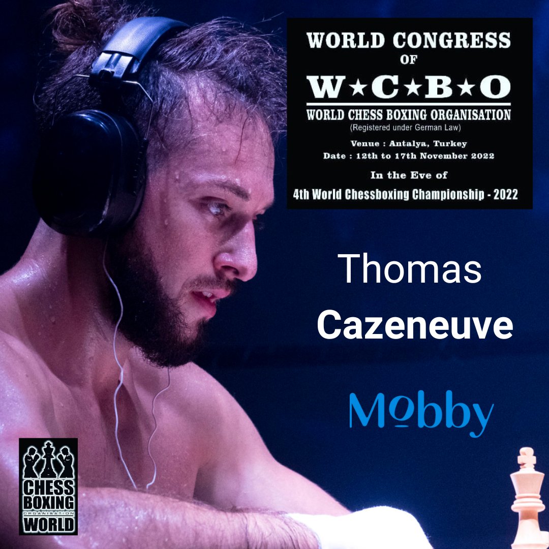MobbyFun's tweet image. Annonce Sponsoring !

Nous avons le plaisir d'accompagner Thomas Cazeneuve au prochain championnat du Monde de Chessboxing.

Déjà double Champion du Monde, Thomas ira défendre son titre à Antalya en Turquie du 12 au 17 novembre prochain.
#chessboxing  #boxe #échecs
1/2