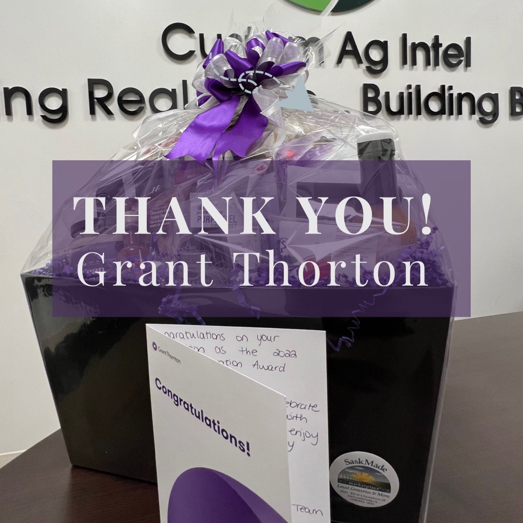 CustomAgIntel's tweet photo. Thank you, @GrantThorntonCA Team for the lovely gift we received today!
#abex2022 #sasklocal #yqrbusiness #yqrlocalbusiness #supportlocalyqr https://t.co/2FSolWD2CO