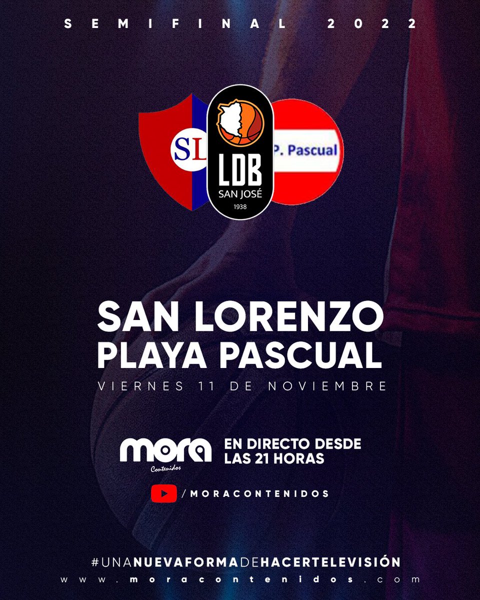 Mañana comienzan las Semis de la Liga Departamental de Básquetbol 
Desde las 21 horas estamos en vivo con el encuentro entre San Lorenzo vs Playa Pascual 
Mira el partido en nuestro canal de YouTube. 
@ligabasketsanjose