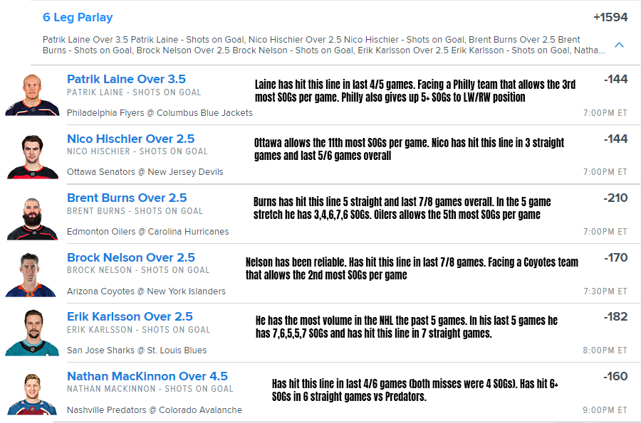 ParlayScience on Twitter "NHL Parlay tonight is a special Collab with