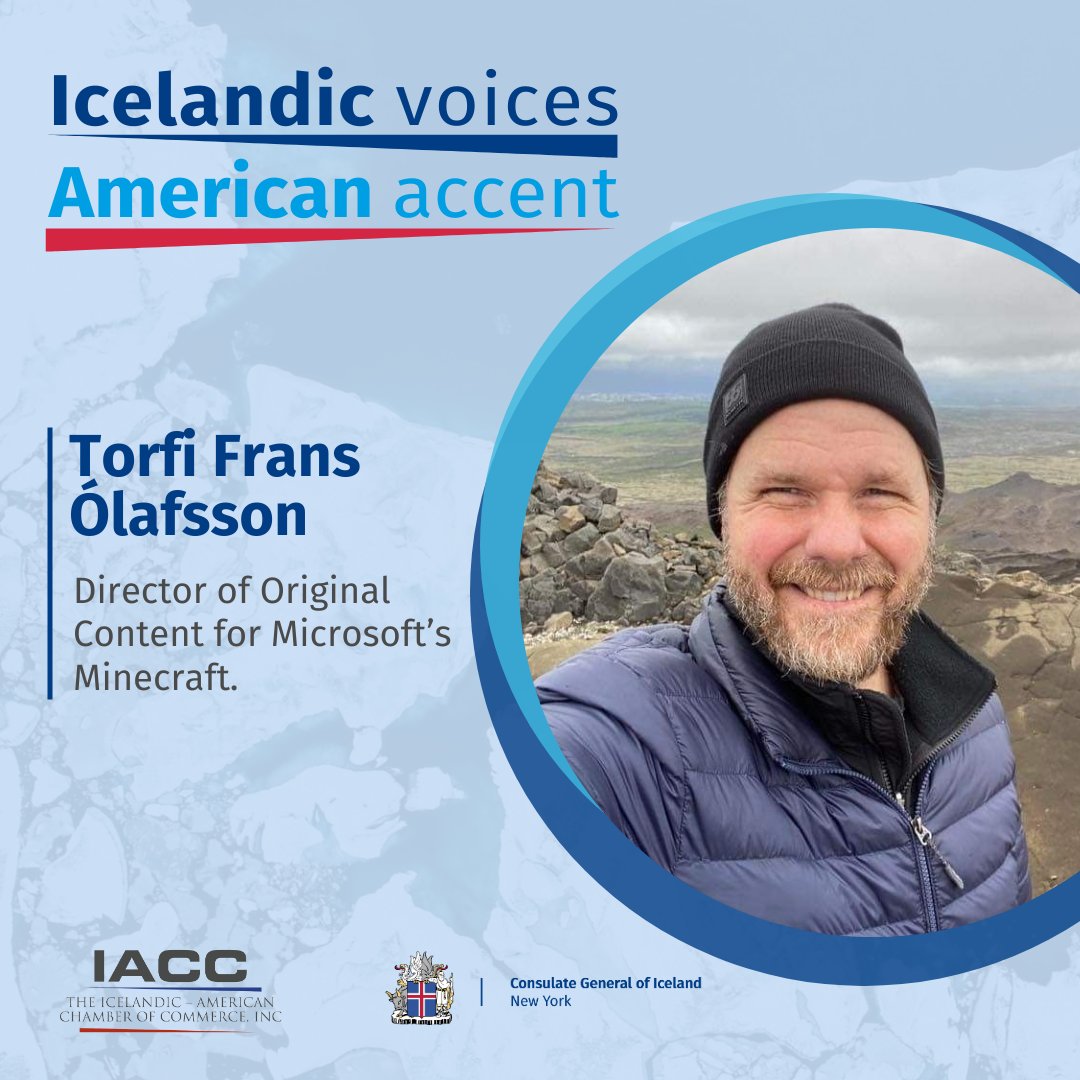 IcelandinNY's tweet photo. The director of original content for @Minecraft is an #Icelander?! #Podcast #Icelandic voices/American accent is #live w/ Torfi Frans Ólafsson. Self taught coder &amp; programmer, Ólafsson talks about his roots at 🇮🇸 @CCPGames, creator of @EveOnline🎮

https://t.co/PGEvROYHLq https://t.co/AxfaPvCees