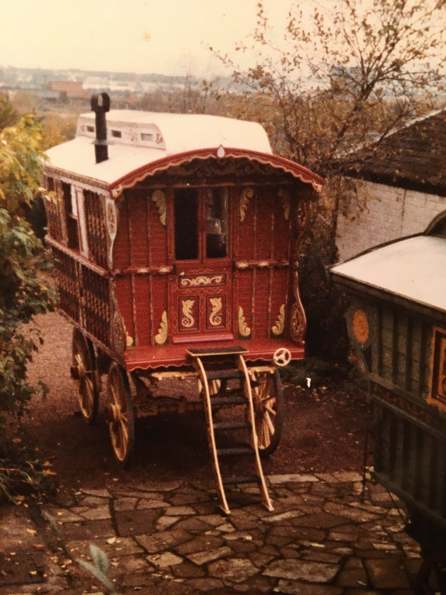 mcnaughtanrules's tweet photo. Saw Lacy Emptage’s post of her lad on the steps of a step wagon. These photos show a restored Romany step wagon in Scotland with a very much younger me circa 1983 ish with a friend’s son. Fond memories. https://t.co/fuU0rIULaC