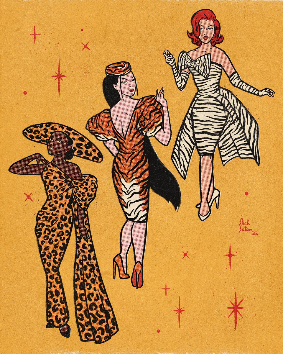 animal print is a neutral! 🐆🐅🦓 #vintageart #pinupart #slicksatan #animalprint