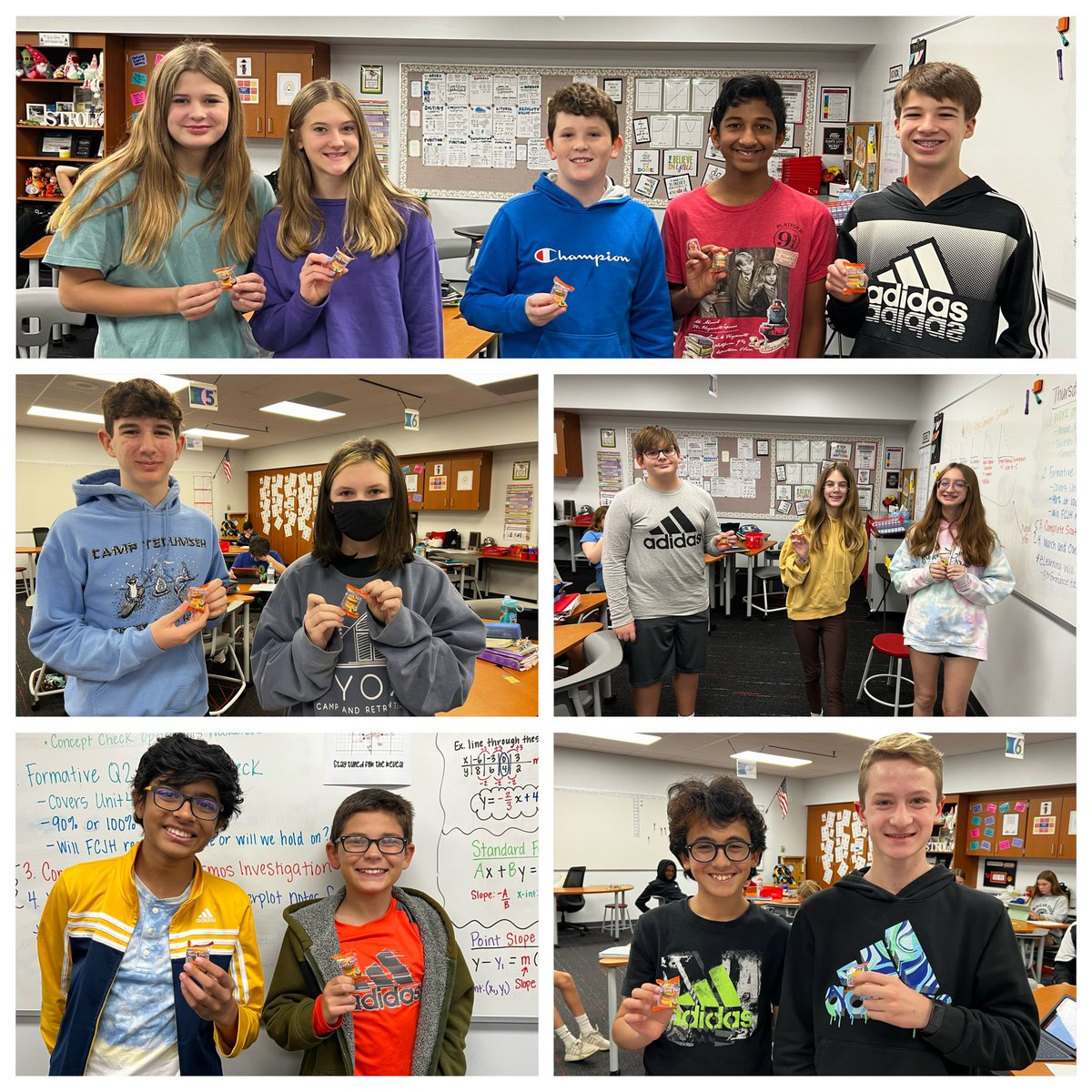 MrsStrole's tweet image. Congrats to these Ss that correctly named SpongeBob’s pants and were able to defend their choice with correct math terminology. They get to enjoy a “special surprise”😉
 @FJHChargers #seeingmath