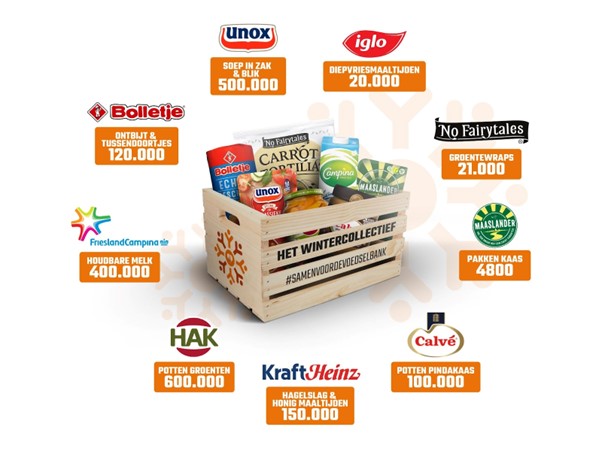 Geweldig nieuws! #Honig, Koninklijke De Ruijter, @FrieslandCampina, Maaslander, Calvé en No Fairytales sluiten zich nu al aan bij het #Wintercollectief. Samen met #Unox, #Iglo, <a href="/HAKgroenten/">HAK Groenten</a> en #Bolletje doneren zij ruim 1.9 miljoen producten aan de Voedselbank. #samendewinterdoor