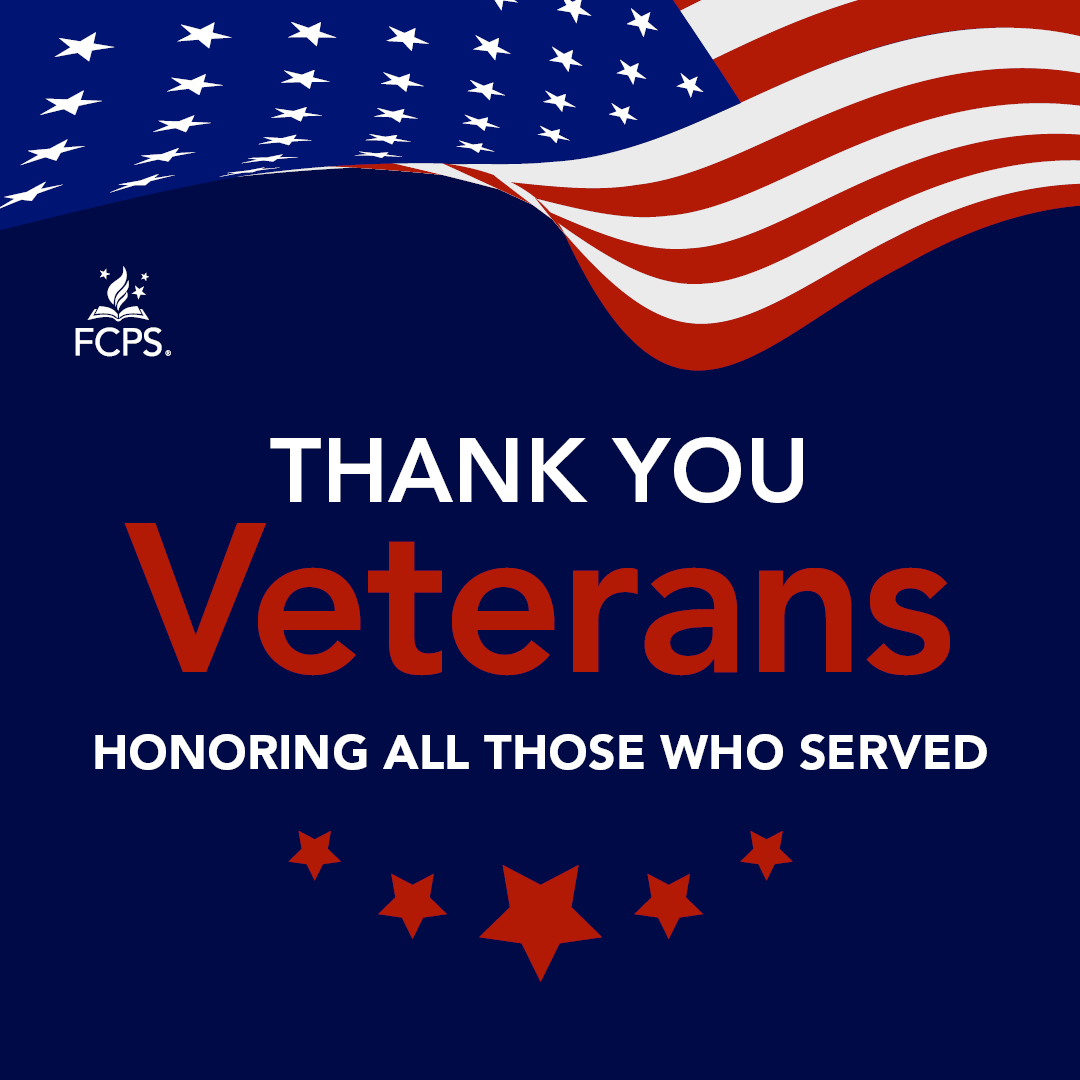 Today we take a moment to appreciate the service of our veterans. Thank you! #FCPSHonorsVeterans