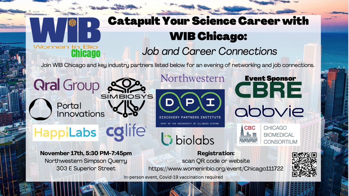 CHIWomenInBio's tweet photo. COMPANY REVEAL! Check out all the companies that will be in attendance at our upcoming event November 17, starting at 5:30. Register here: https://t.co/r5Sjbtv9eL and come learn more about companies that are hiring in life sciences, pharma, or biotech! https://t.co/tYd9fz8uQH