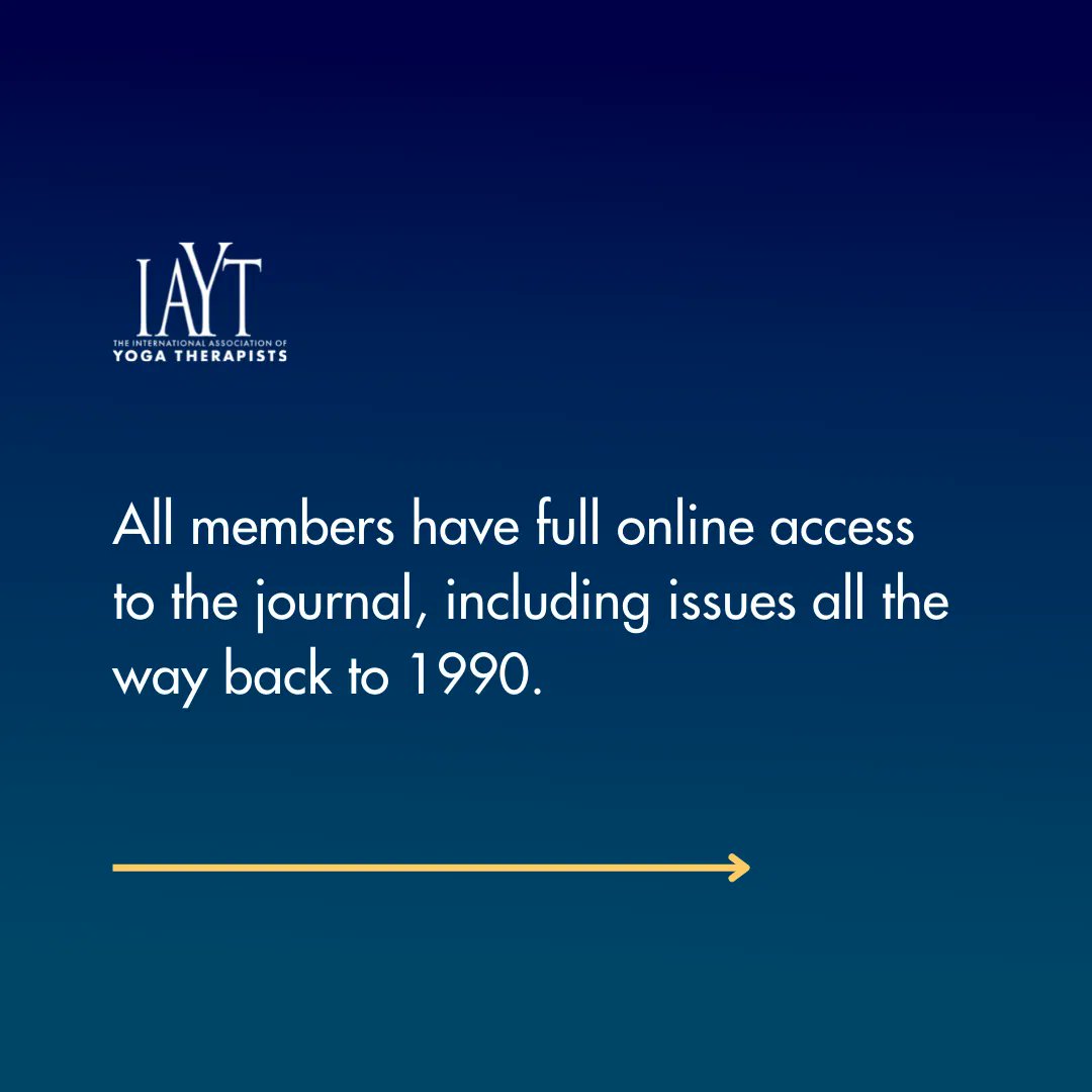 IAYT Member Benefit: The International Journal of Yoga Therapy (IJYT). 
IJYT publishes one volume per year, with online research articles as they are accepted and processed. Back issues are available through 2002. 
Join today and grab access to IJYT: buff.ly/3yn6uza