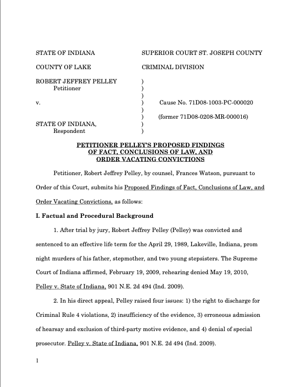 1/6: For all my <a href="/CounterClockPod/">CounterClock Podcast</a> Season 3 listeners...here's an UPDATE in the #PelleyCase Jeff's defense team just submitted their final filings and now the state of Indiana has 90 days to respond before a judge rules to dismiss, grant a new trial, or exonerate...