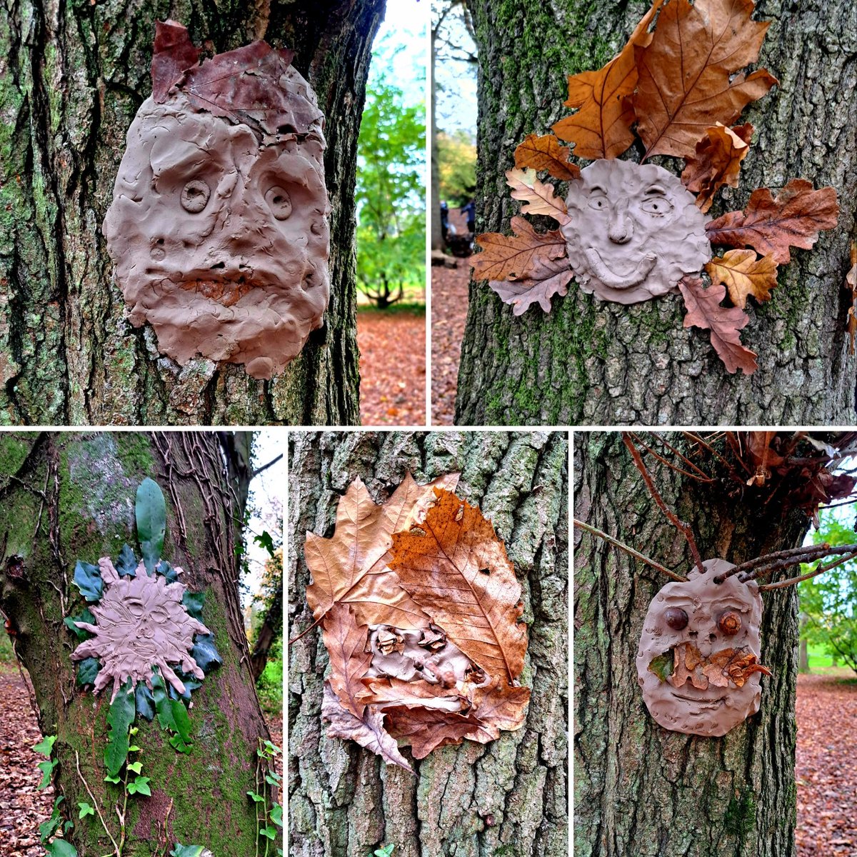 Look at these fantastic outcomes by 10C1 and 10R2. Green Man Sculptures on trees, made with clay and natural items we found on our forest walk. We'll done everyone  🍃 🍂  🍁