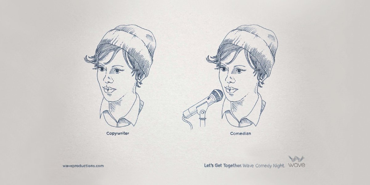 saintbernadine's tweet photo. This #ThrowbackThursday we dig into the vaults to share some work we did promoting an industry comedy night put on by the amazing folks at Wave Productions. Can you spot the difference? https://t.co/39zKN8z6Ug