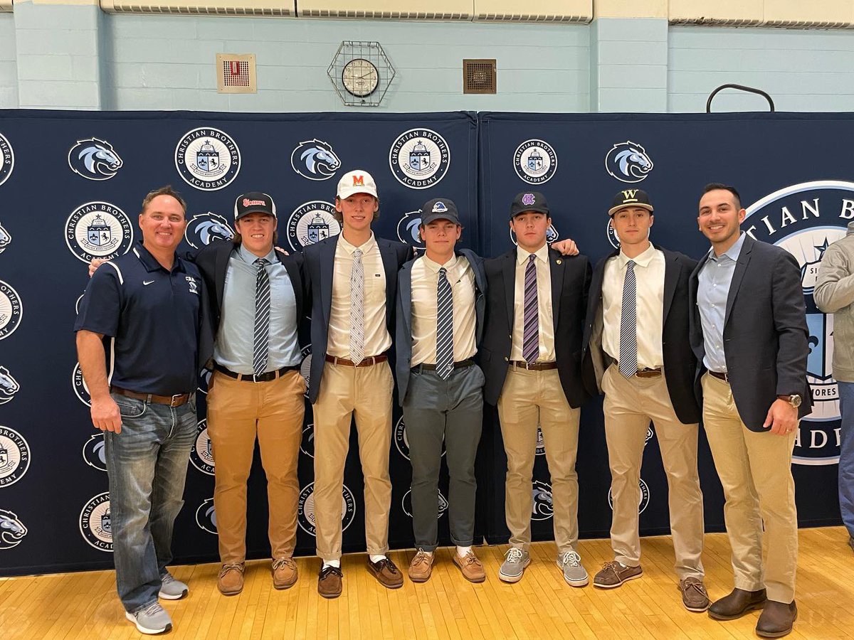 CBAColtsBASE's tweet photo. Congratulations to our 5 fall NLI signees yesterday.

Zaine Toneske- St John’s
Luke Roccesano- U Md
Wyatt Hunt- Monmouth
Nick Harnisch- Holy Cross
Harrison Campi- Wofford

Great fits academically and athletically for all 5 https://t.co/sTFMZ6tZdy