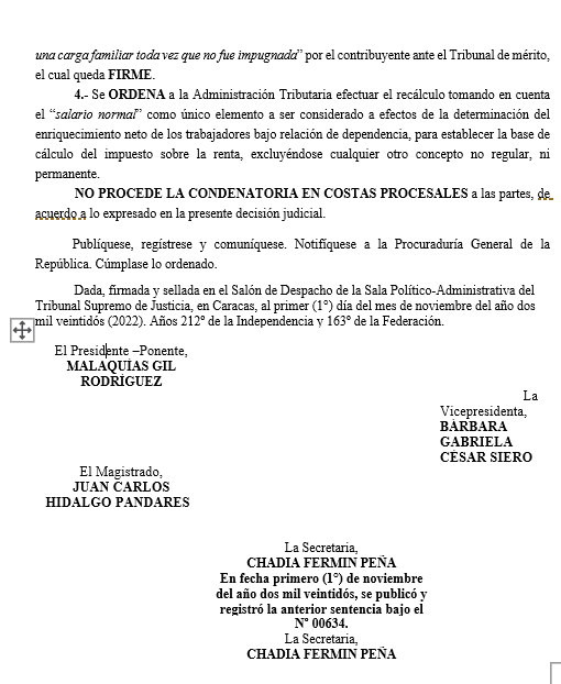 azevedopaixao's tweet photo. Nva. Sentencia TSJ SPA N°634 fecha #01Nov2022 reafirma que base imponible para cálculo de #ISLR de trabajador bajo de relación de dependencia debe realizarse sobre el salario normal, sin incluir remuneraciones que carezcan de carácter regular y permanente.
https://t.co/BM3CvnEeGu https://t.co/PsccsBZ8GK