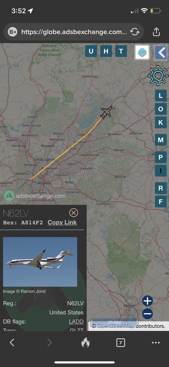NFLJetTracker's tweet photo. Its nice to be a billionaire and you can use your jet apparently like Arthur Blank does to escape commuter traffic and get out of the city. Why drive when you can fly? @AtlantaFalcons https://t.co/rpd1LAr68D