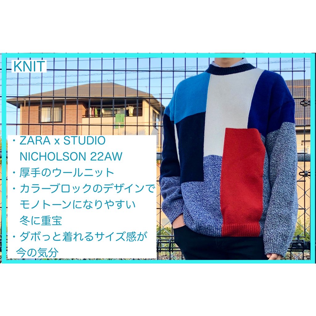 Zara x STUDIO NICHOLSON M カラーブロックセーター