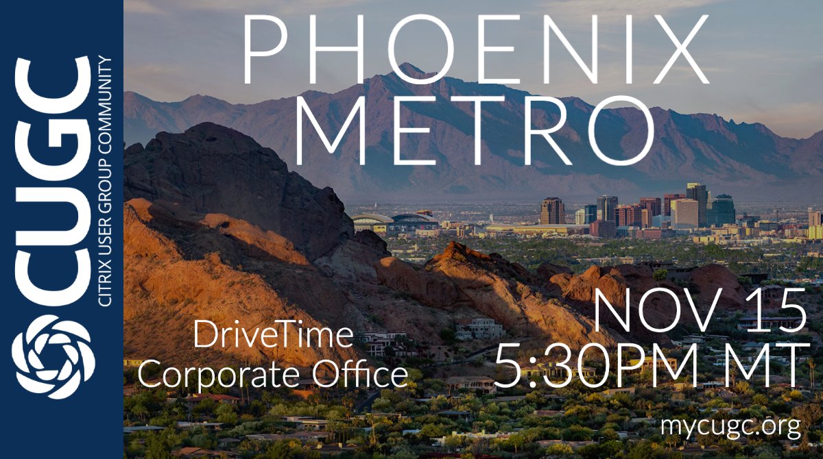myCUGC's tweet photo. Looking forward to next week's @PhoenixCugc with @mrjohnnyma from @Liquidware showing off the new CommandCTRL, and a lively #CitrixCloud in #Azure discussion. Register: https://t.co/MReLMzI9eF
#myCUGC https://t.co/vGuBQoVib9
