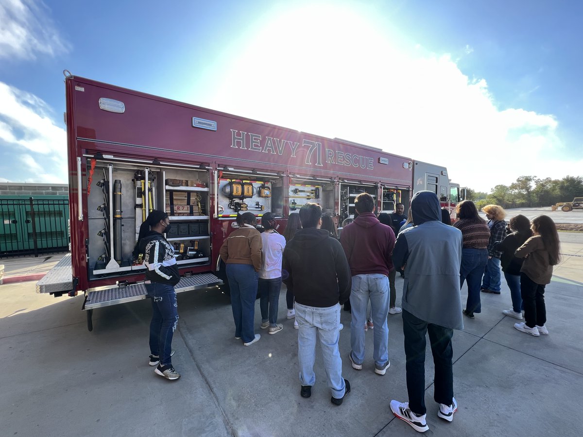 Springfdtx's tweet photo. Thank you to the students of @KleinCollins for spending today at Spring Fire Station 75. A big thanks to TECC, @HCSOTexas, @hcesd11, and Constable Mark Herman for making Job Shadow Day extra special. 
#promisetopurpose #kleinisd #firefighters #lawenforcement #medics #springtx https://t.co/qc2PHAB6UP