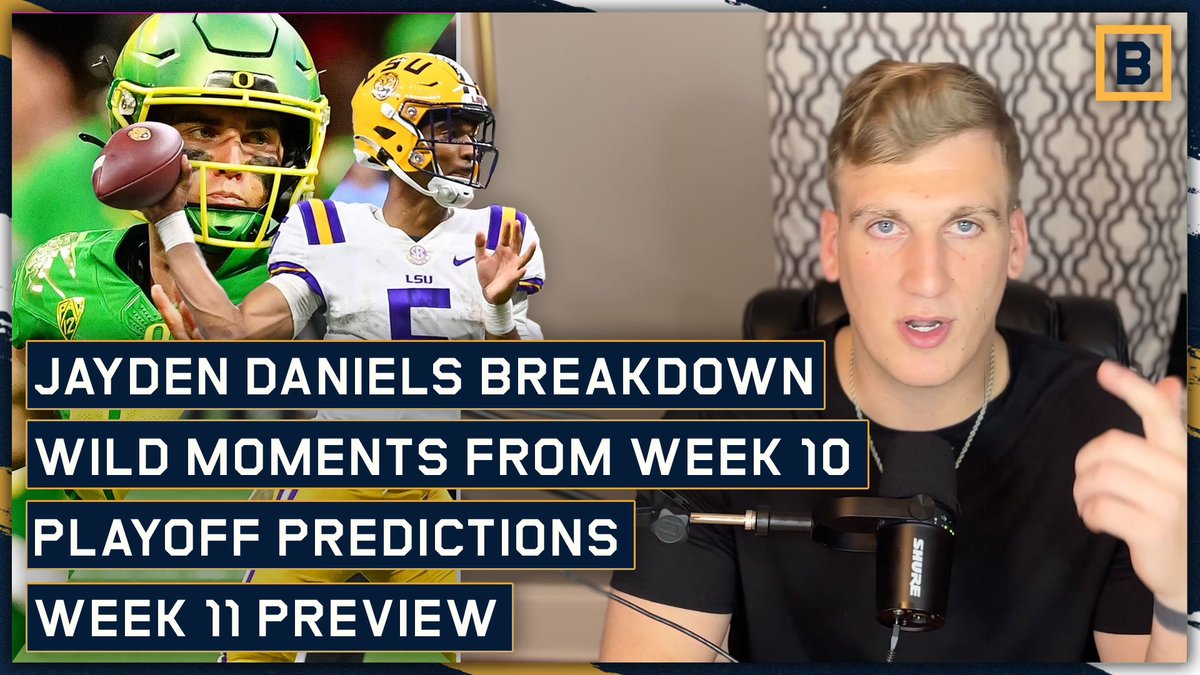 NEW PODCAST: All things college football! Live reaction to CFB Playoff rankings, wild week 10 recap, big game previews, betting picks & more!

@TreyAndersonQB joined to talk the development of LSU QB Jayden Daniels & the state of CFB.

WATCH: https://t.co/sWD4ckbiKc https://t.co/yk7Q1FEvMq