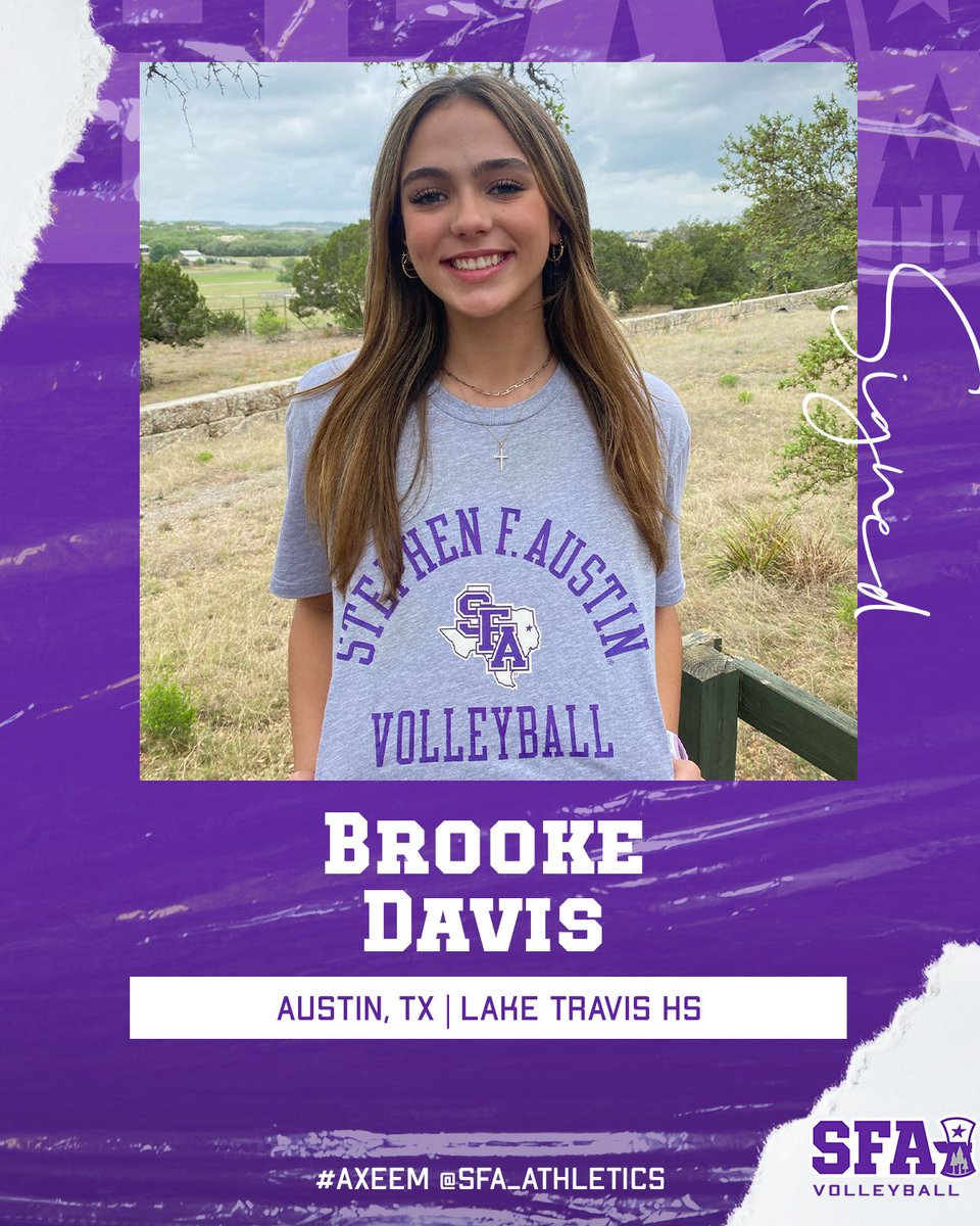 SFA_Volleyball's tweet photo. Welcome to the Piney Woods Brooke! 🪓

Brooke Davis comes from Lake Travis High School in Austin, Texas.

#AxeEm x #RaiseTheAxe x #OURS https://t.co/xXLbuGsE8f