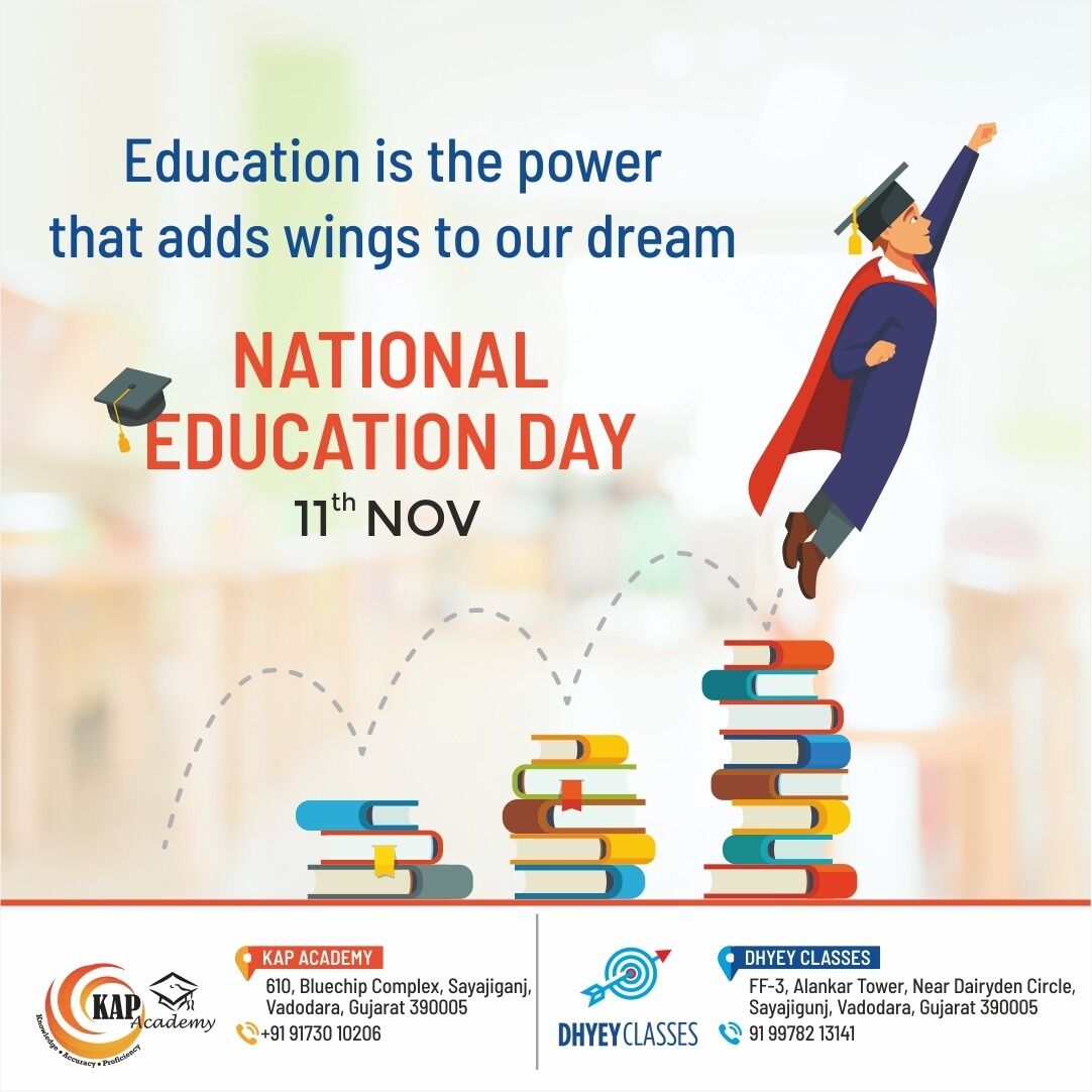 KapAcademy's tweet image. Being educated and spreading the power of education is our moral rights. On this special day of National Education Day, pledge to spread understanding of making people understand the power of education. 

Call us at: +91 99782 13141

#nationaleducationday #educationday #education