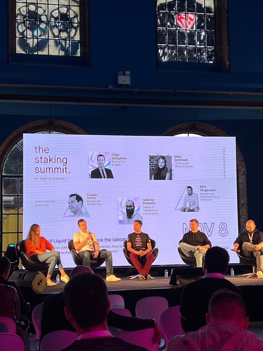 GraceBe69120698's tweet photo. 🥩 #StakingSummit2022 was a huge success!
Our Chief of #DeFi @FilipeDeFi spoke about: How will Liquid Staking Influence the Validator Business 🎙 https://t.co/6ohmmskCeA
Stay tuned for more to come!
#Blockchain #decentralized https://t.co/xGOgCyDhmA