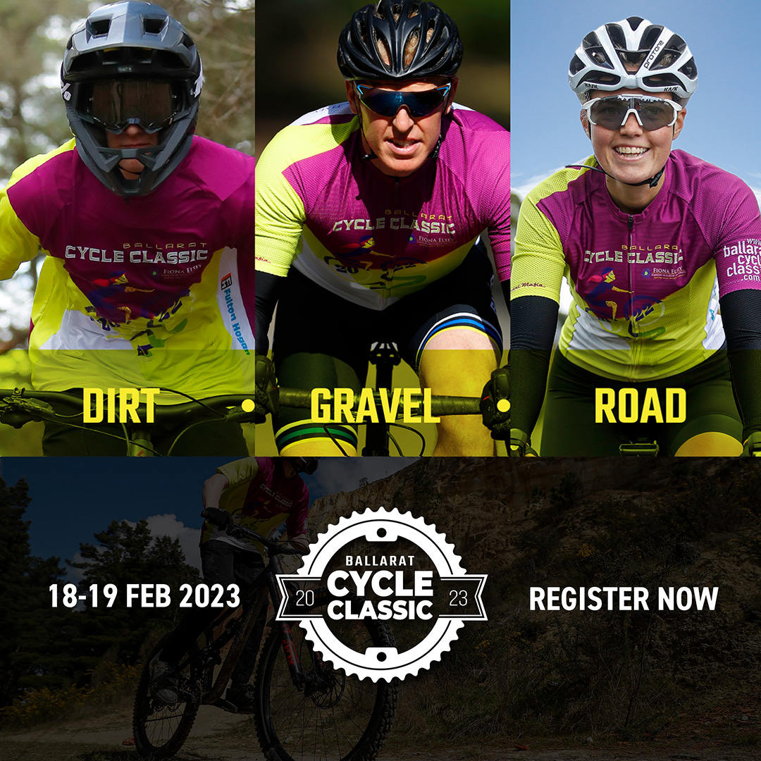 Registrations for the Ballarat Cycle Classic 2023 are OPEN. ballaratcycleclassic.com.au 
In 2023 this will be a HUGE 2-day event on and off the bikes, in the dirt, on the gravel and on the road, raising important funds for the <a href="/Fionaelseycri/">FionaElsey Cancer RI</a>