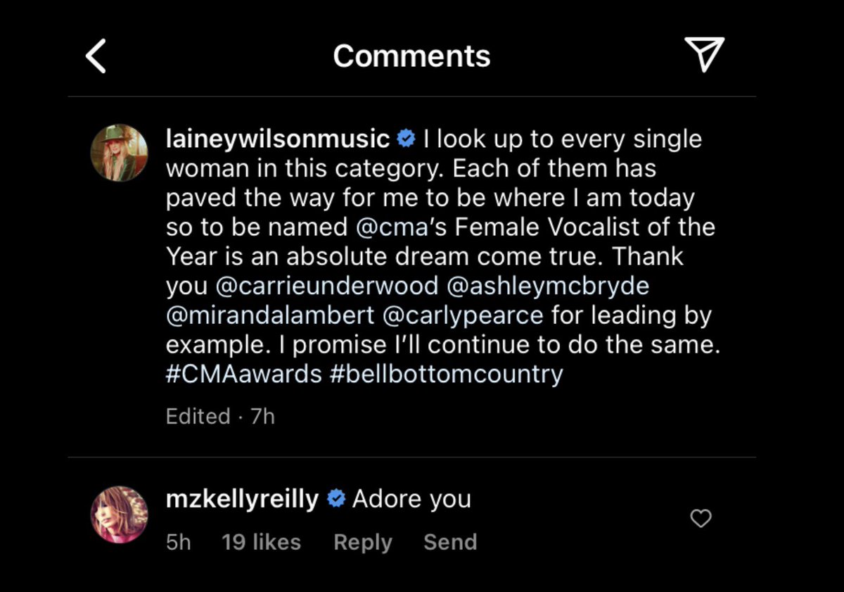 Kelly Reilly’s sweet little message to @laineywilson! Love these two incredible women! #yellowstonetv #BellBottomCountry