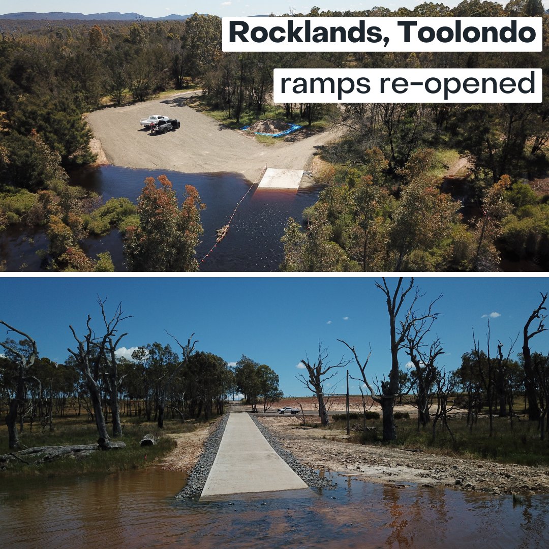 A pair of Wimmera boat ramps have re-opened following the completion of improvements at Rocklands Reservoir and Lake Toolondo.

Both facilities have had new concrete ramps laid down along with upgraded access roads and parking areas.