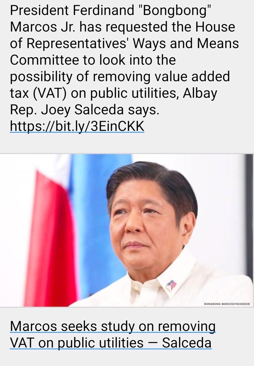 You and I worked to install EVAT to save the economy from the Wall Street global bank robbery. Under GMA ours was the best performing economy in the catastrophe. EVAT hurt her but she took the punishment. Not meant to be permanent. Only PBBM has the guts to end a regressive tax.