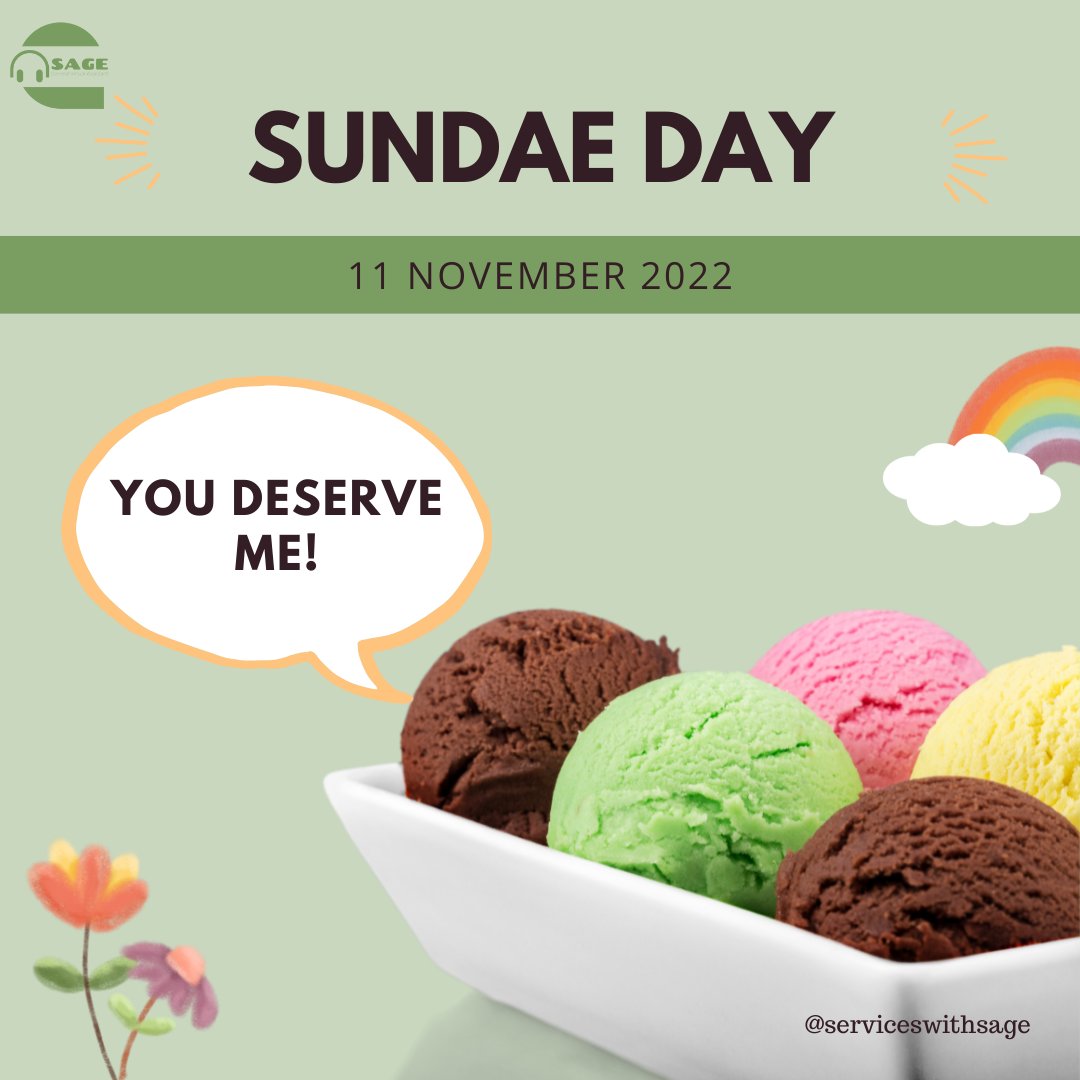 sageVA01's tweet photo. 𝐇𝐀𝐏𝐏𝐘 𝐍𝐀𝐓𝐈𝐎𝐍𝐀𝐋 𝐒𝐔𝐍𝐃𝐀𝐄 𝐃𝐀𝐘!
 Yay! It's SUNDAE DAY on a Friday! Grab a sundae at the nearest store because you deserve one! Hit 📩
#sageva #vaservices #virtualassistant #socialmediamarketing #sageonlineservices #sundae #sweet #dessert #sagewithsundae #message https://t.co/5WJ0S9za72