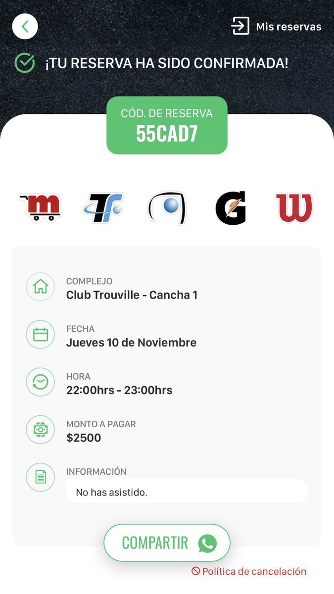 alfredodante10's tweet photo. Una pena. Reserva hecha. Equipos prontos. Pero @ClubTrouvilleUY o ⁦@QuieroJugarApp⁩ nos dejaron afuera. https://t.co/0DYyFX515x