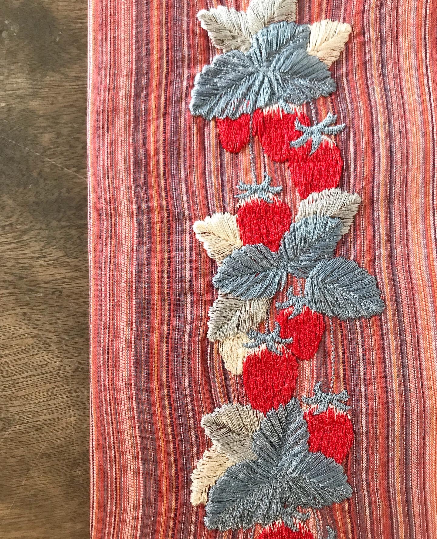 シマエナガ刺繍のデニム半幅帯 シマエナガ刺繍のデニム半幅帯 シマエナガ刺繍のデニム半幅帯