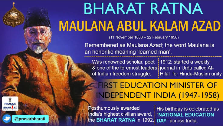 GuideforAll's tweet photo. Today is #NationalEducationDay:

- This day observed to mark #MaulanaAbulKalamAzad birthday
- He Opposed Creation Of Pakistan
- Youngest To Become INC President At Age Of 35 In 1923
- 1st Minister Of Education Independent India
- In 1992, Posthumously Awarded #BharatRatna. https://t.co/6eGUjwaom8