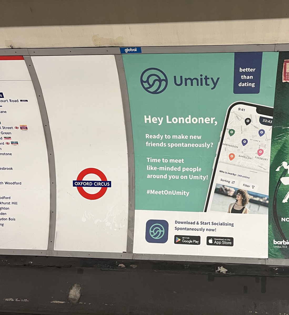 UmityApp's tweet photo. Did you spot Umity at the London Underground? 🚇 

It’s time to #MeetOnUmity Londoners! 💙 https://t.co/3HUUUNPhGG