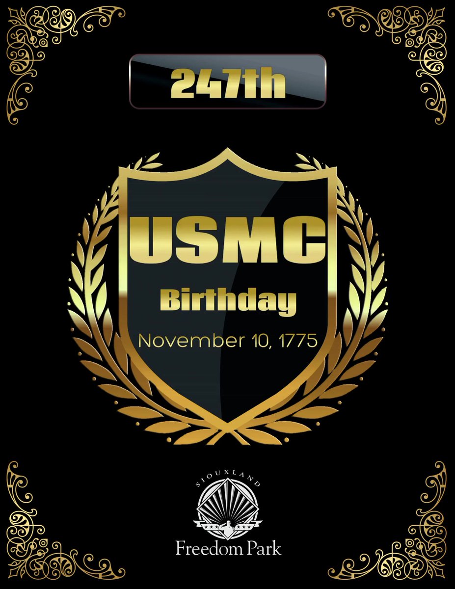 Happy Birthday to the U.S. Marine Corps!! 
#VeteransDay events at the park:
Coffee hour from 9:30 
Ribbon cutting 10:30
Ceremony 11
We'll also be giving away and selling <a href="/Musketeerhockey/">Sioux City Musketeers</a> military tickets!
ALL are welcome!
#allgavesomesomegaveall