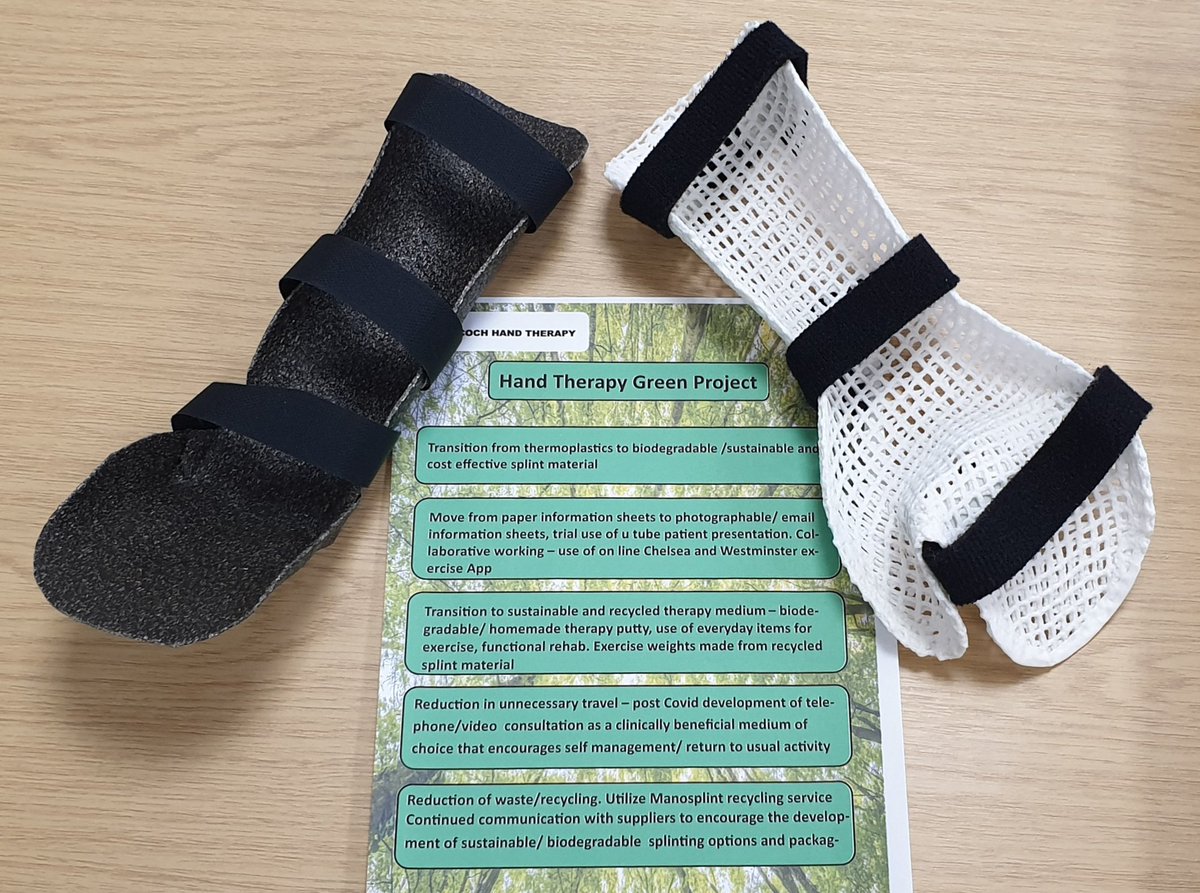 COCHtherapies's tweet photo. Our fantastic @COCHtherapies Hands team have been working on #goinggreener to support #Sustainability. Here are a couple of splints made from biodegradable materials. Brilliant!

#OT #Physio #workingtowardsagreenertomorrow https://t.co/0Ftu8cta8p