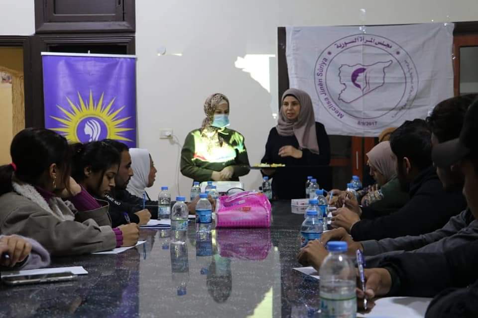 WomanSyrian's tweet photo. Al_Raqqa center of Syrian Woman Council in coordination with Woman Council in north and east Syria , on Wednesday, November 9 , a workshop about " Youth Migration" . https://t.co/mdn8TnyKly