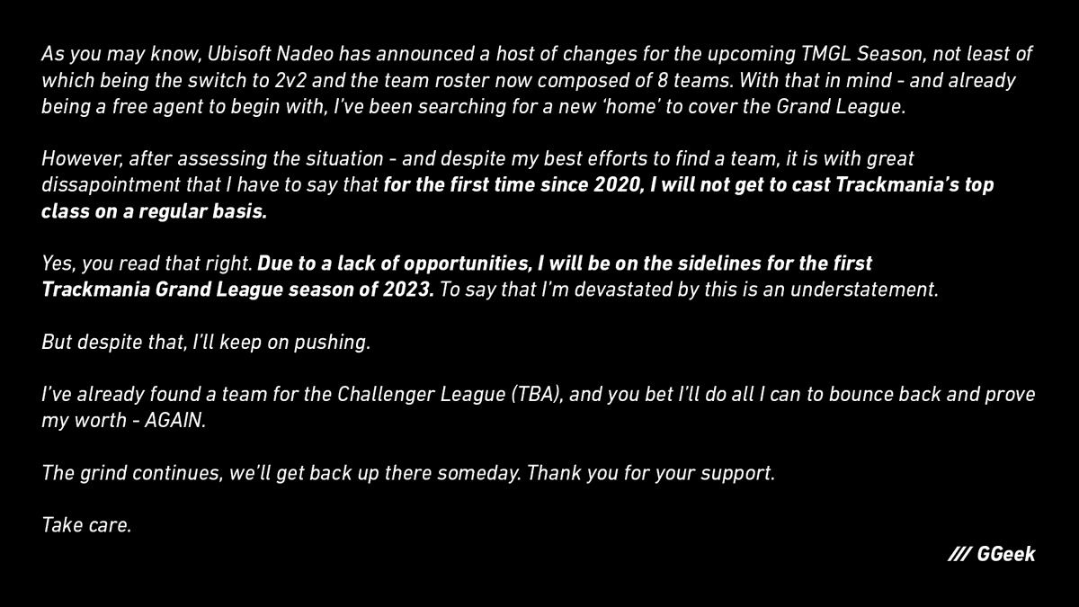 TMGGeek's tweet photo. An update on 2023. @TrackmaniaGL https://t.co/lpSP9hm4yB